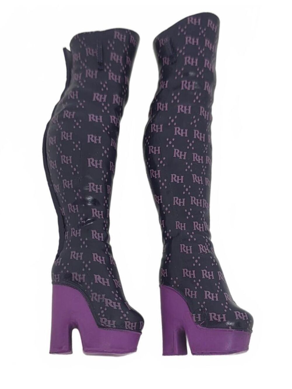 Rainbow High Emi Vanda Doll Boots Purple Monogram Thigh High Platform Shoes S3